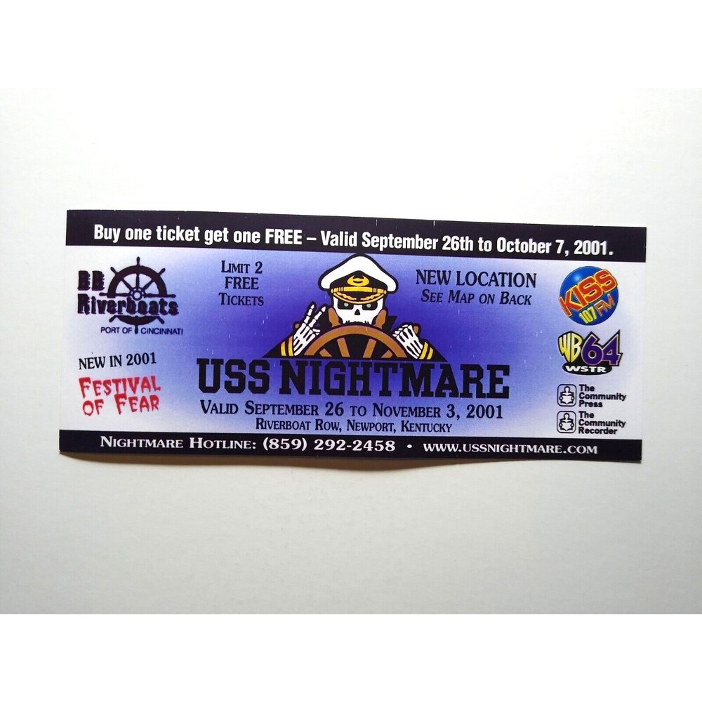 USS Nightmare Vintage Halloween Horror Event Ticket Old Stock Zombie Sea Captain